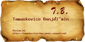 Tamaskovics Benjámin névjegykártya